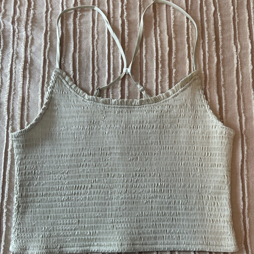 Free People Elegant Cream Smocked Top